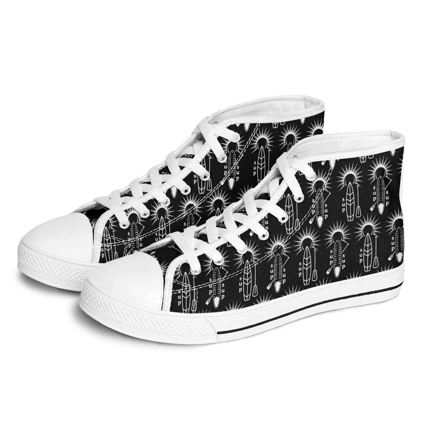 Women's Black and White Sun&SUP Design Urban Peak High Top Shoes
