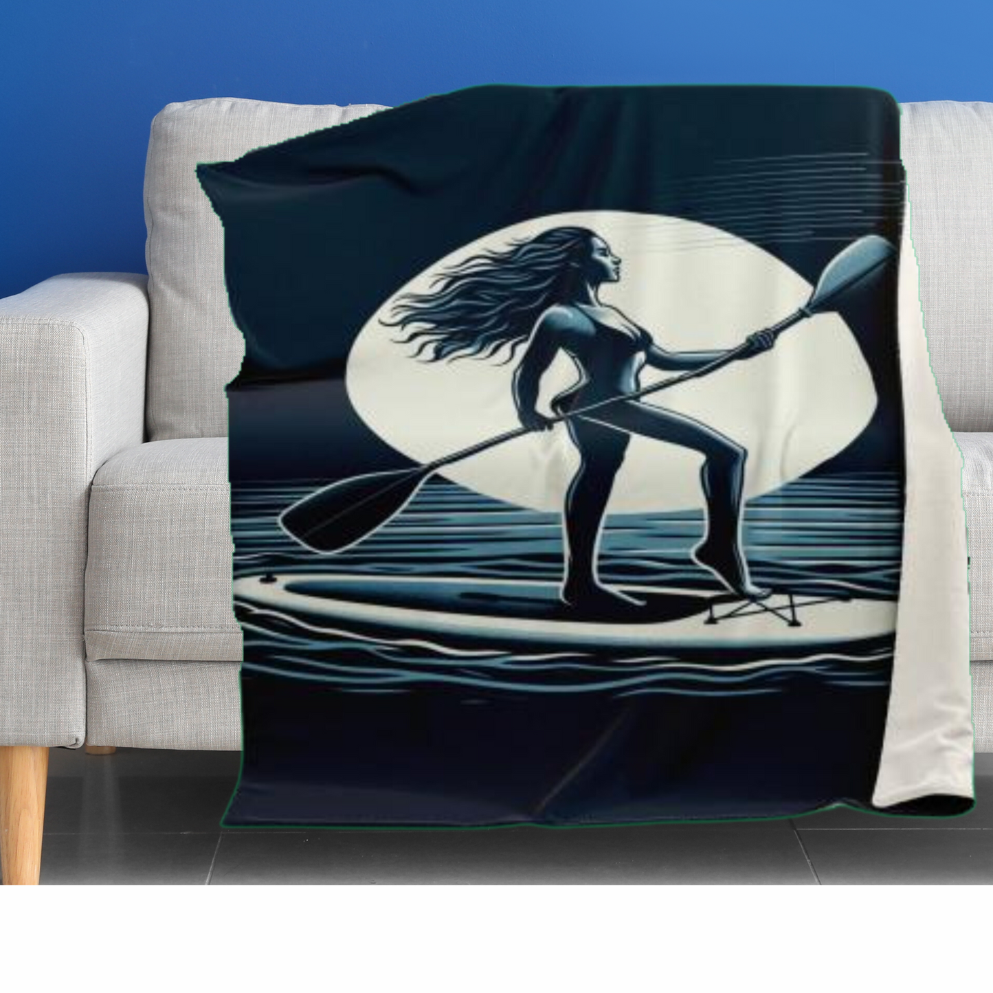 Moonlit Paddleboarder Premium Microfleece Blanket