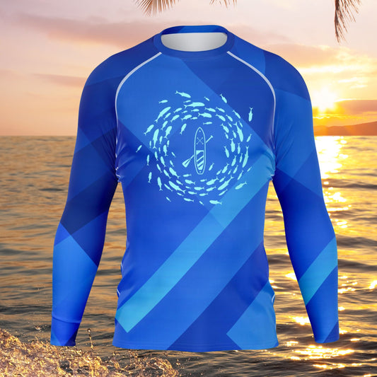 Men's Oceanic and Geometric Pattern Rashguard