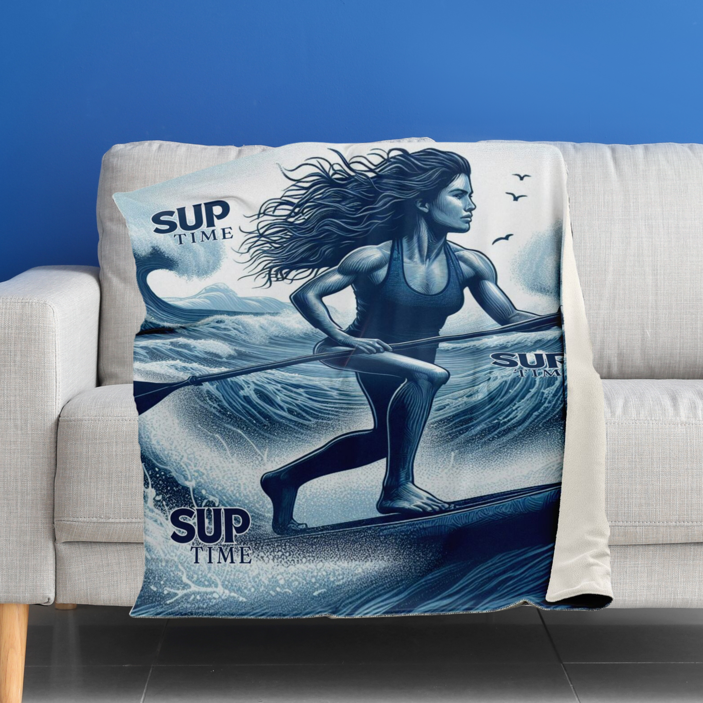 Ocean Waves and Paddleboarding Adventure Microfleece Blanket