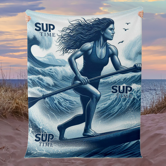 Ocean Waves and Paddleboarding Adventure Microfleece Blanket