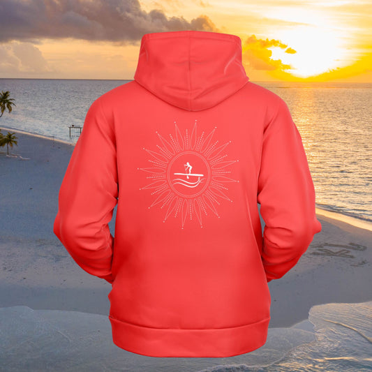 Women's Red and White Gliding Across Waves Fashion Hoodie