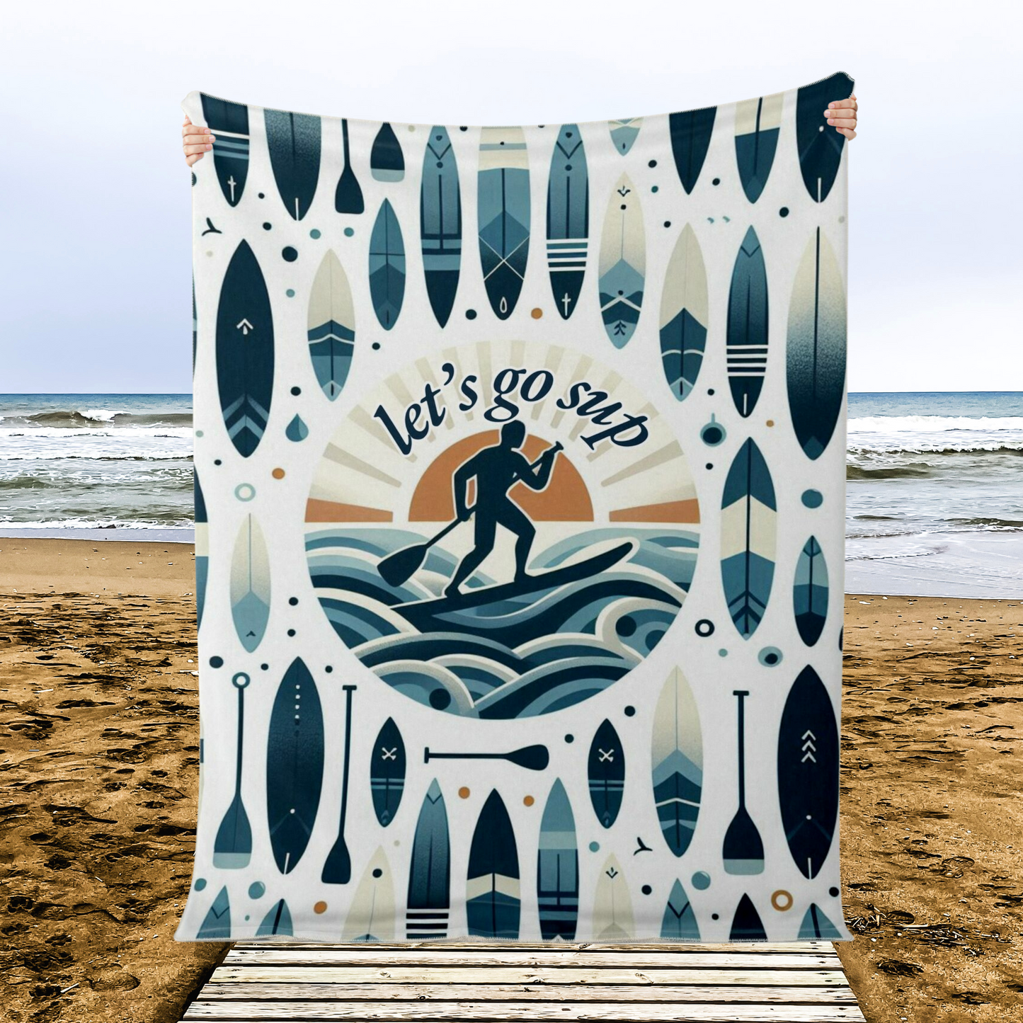 Ride The Waves-Paddleboarding Spirit Premium Microfleece Blanket