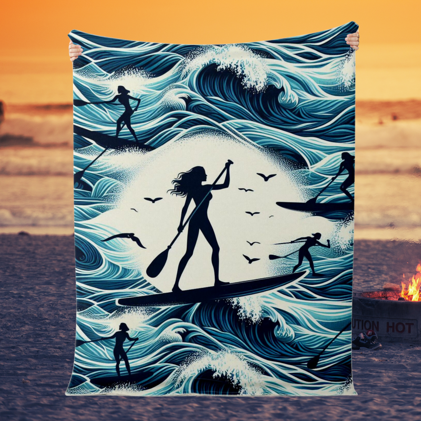 Calling All Women Paddleboarders Premium Microfleece Blanket