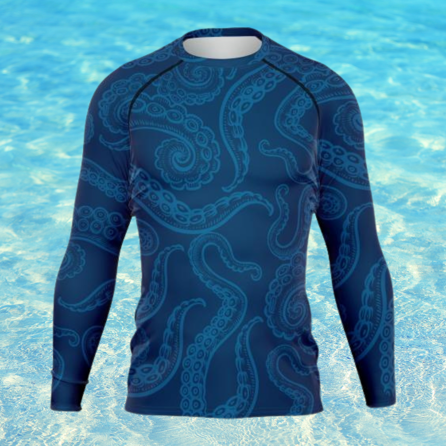 Deep Blue Octopus Inspired Men's Rashguard