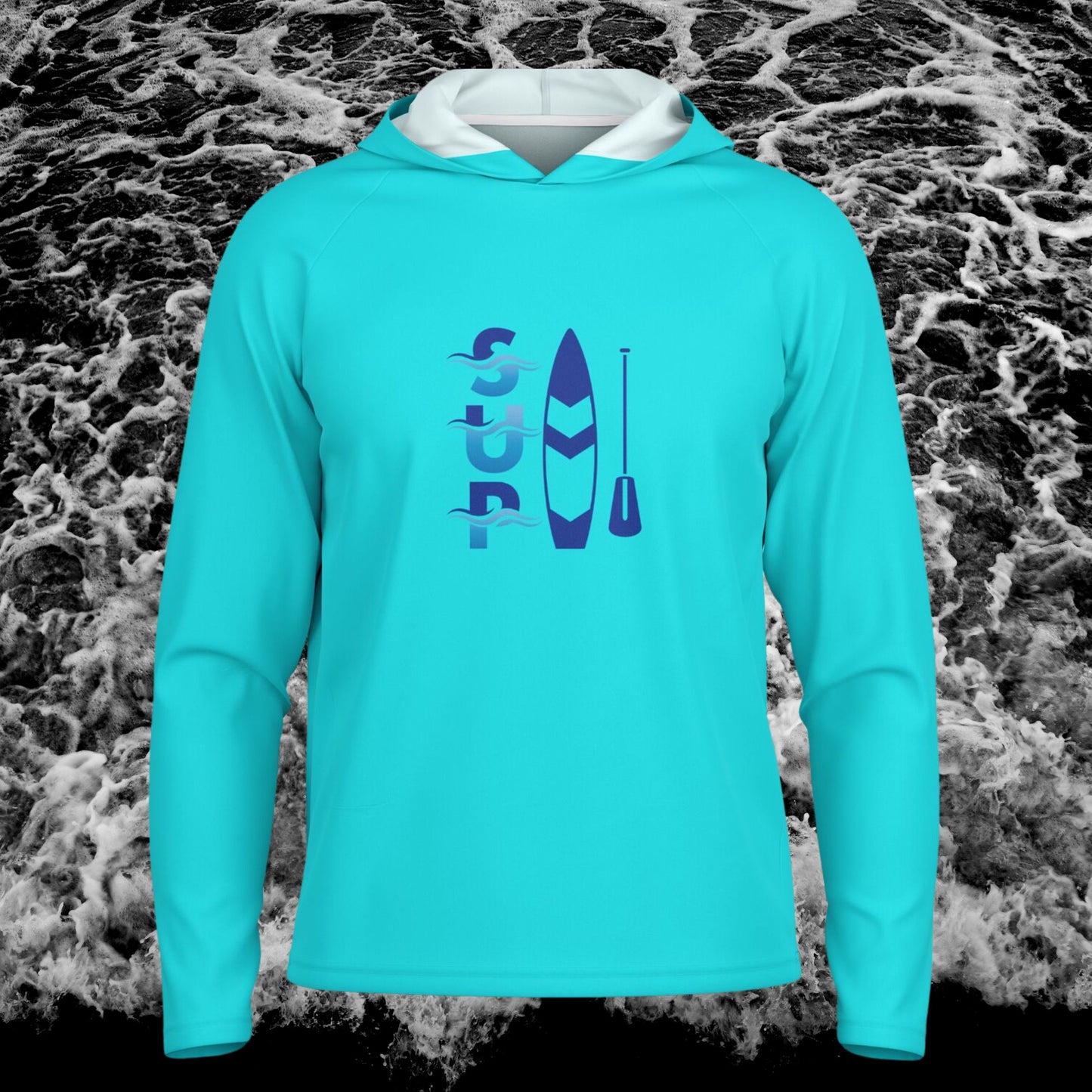 Men's Bright Blue Long Sleeve Hooded Performance Shirt