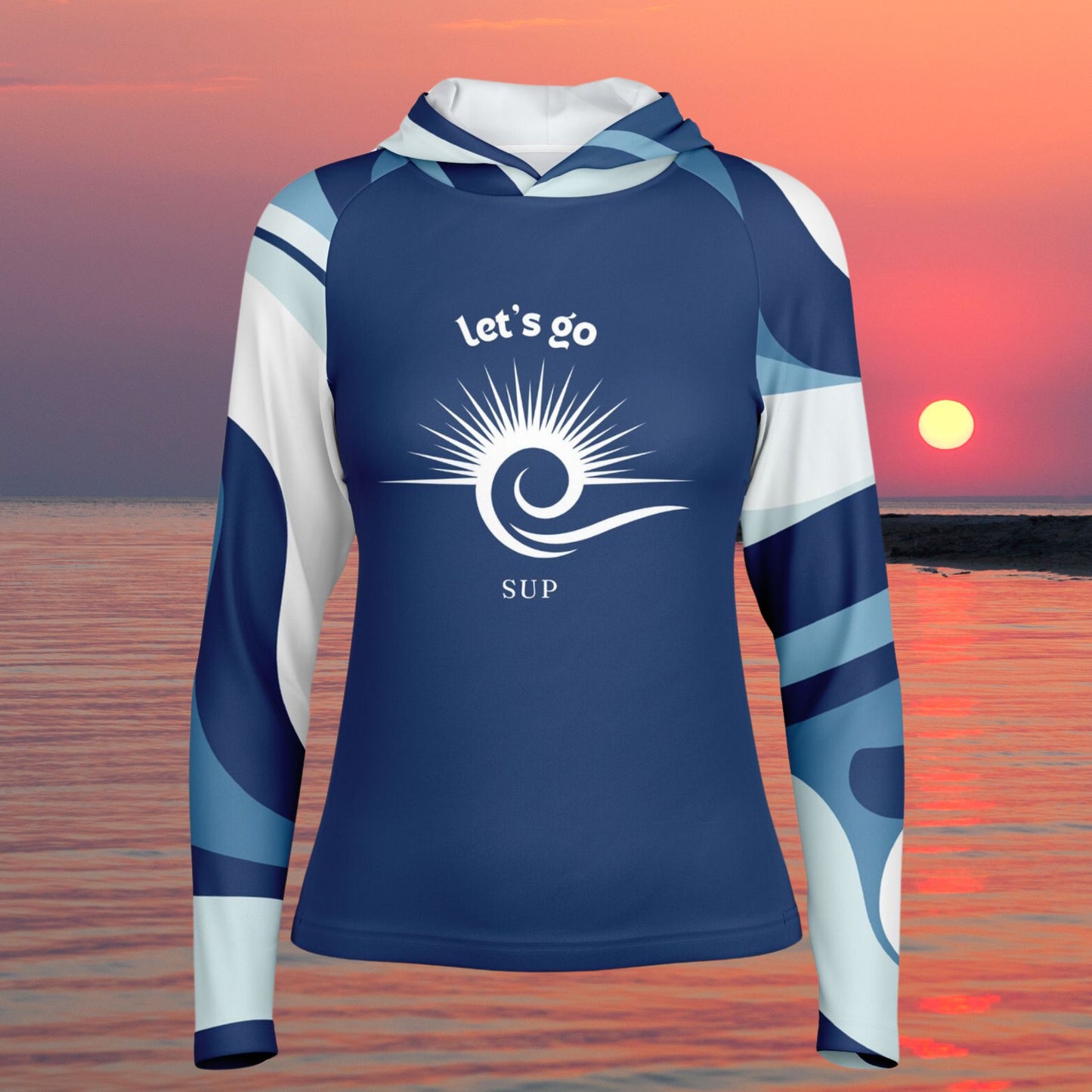 Women's Blue Let's Go SUP Long Sleeve Hooded Performance Shirt
