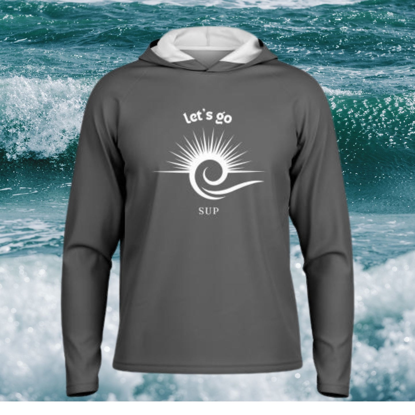 Men's Grey SUP Long Sleeve Hooded Performance Shirt