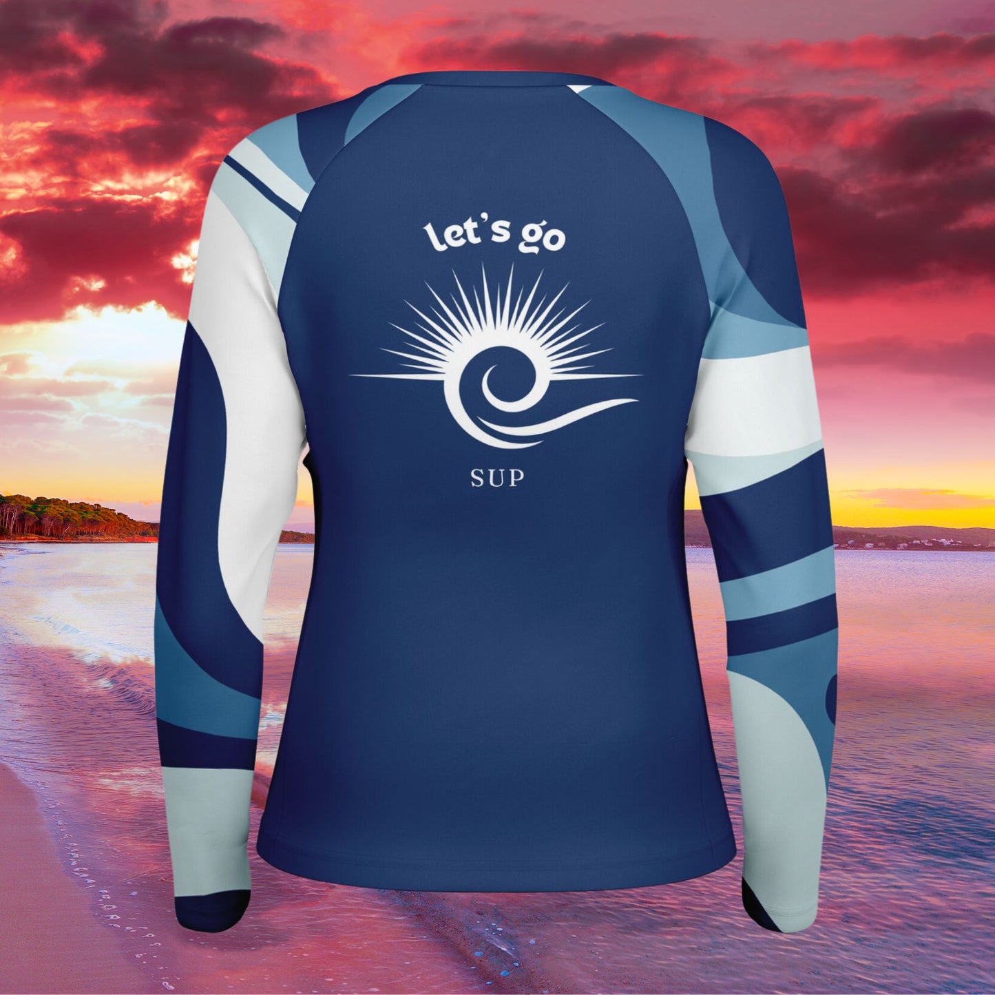 Women's Blue SUP Athletic Long Sleeve Performance Shirt