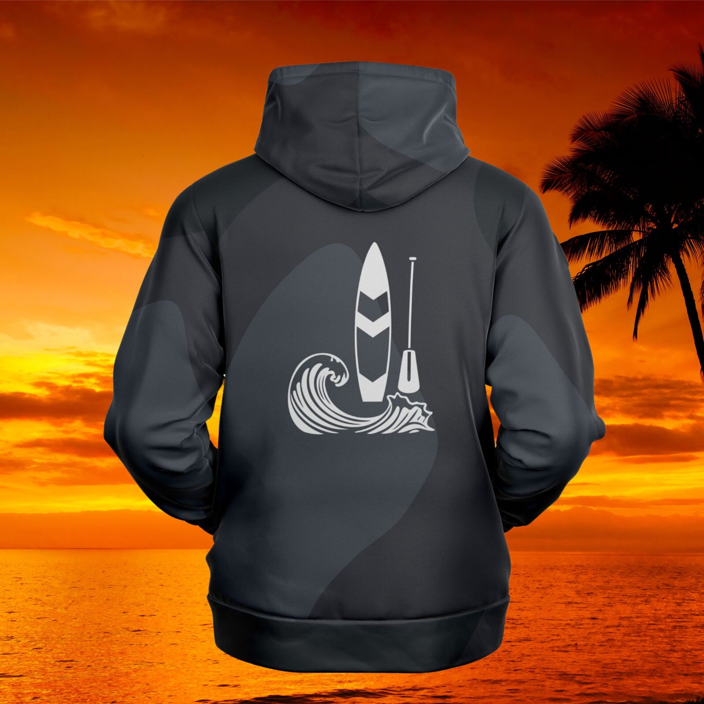 Men's Grey Paddle and Wave Fashion Hoodie