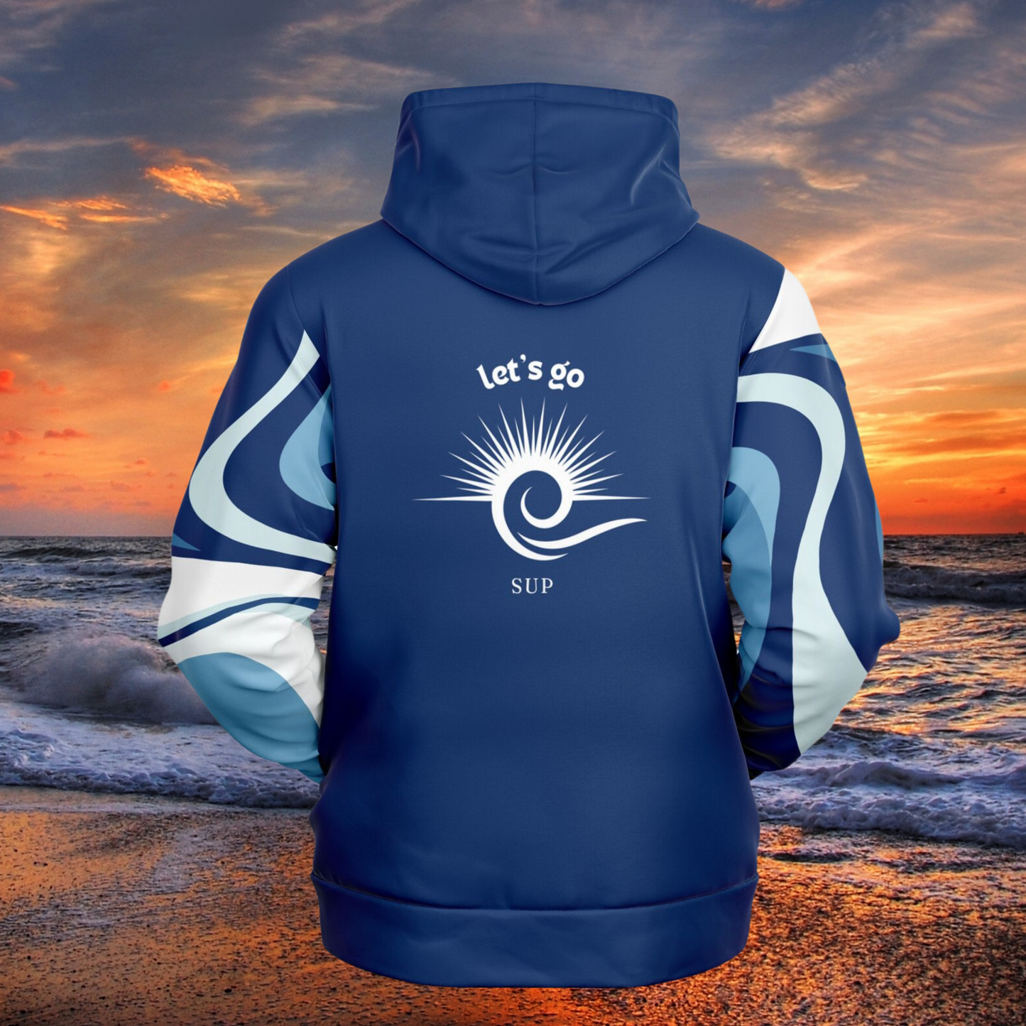 Men's And Women's Blue Waves and Sun Element SUP Athletic Hoodie