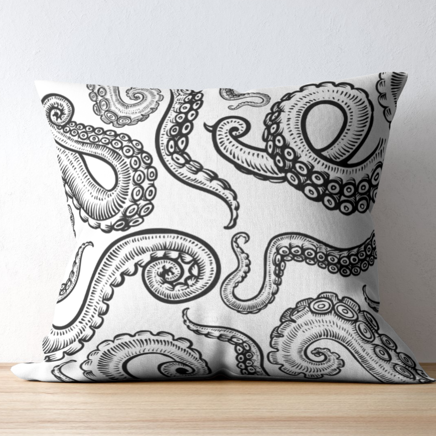 Modern White Octopus Outdoor Pillows