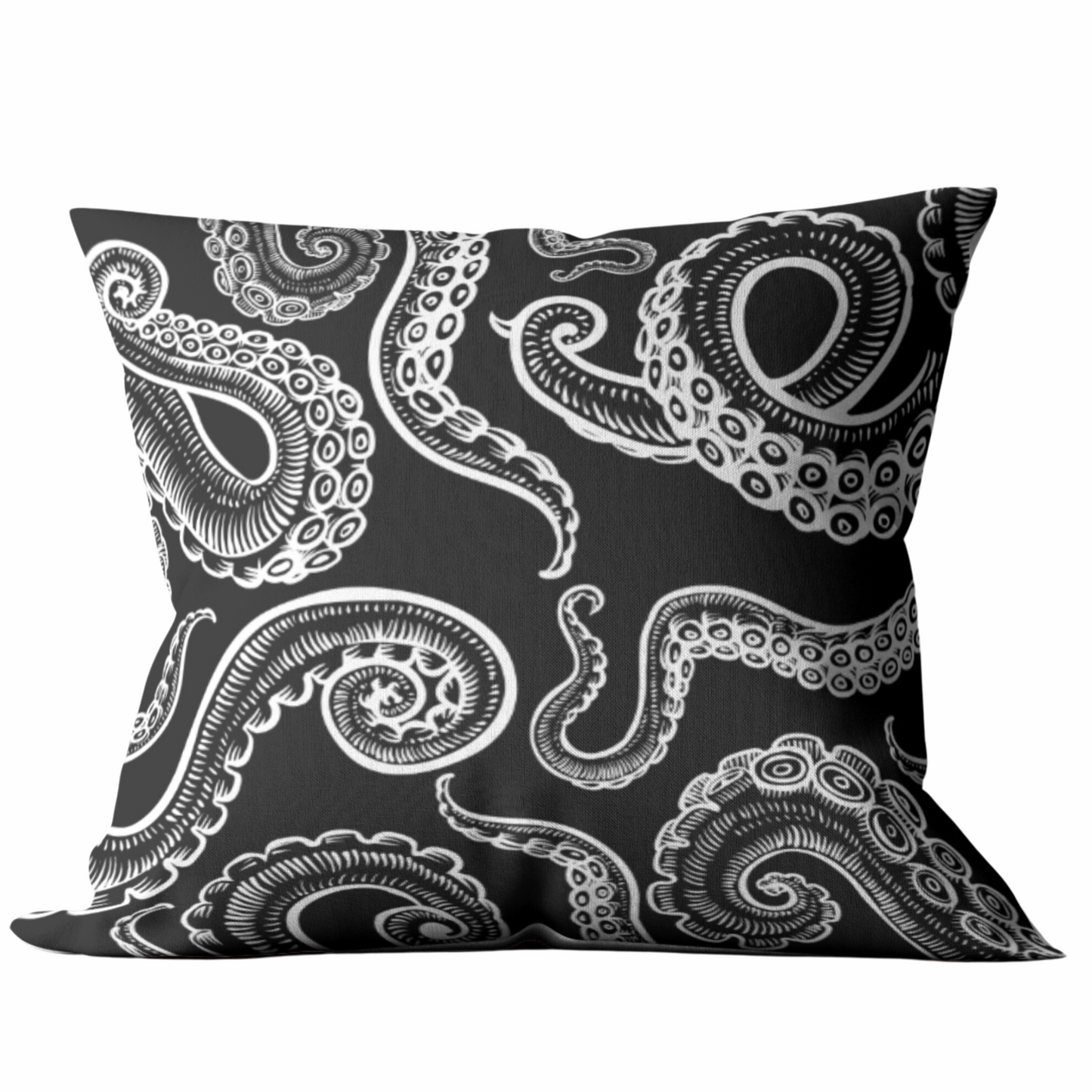 Modern Black and White Octopus Tentacles Design Water Resistant Outdoor Pillows