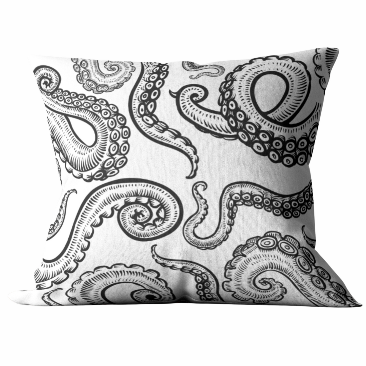 Modern White Octopus Outdoor Pillows