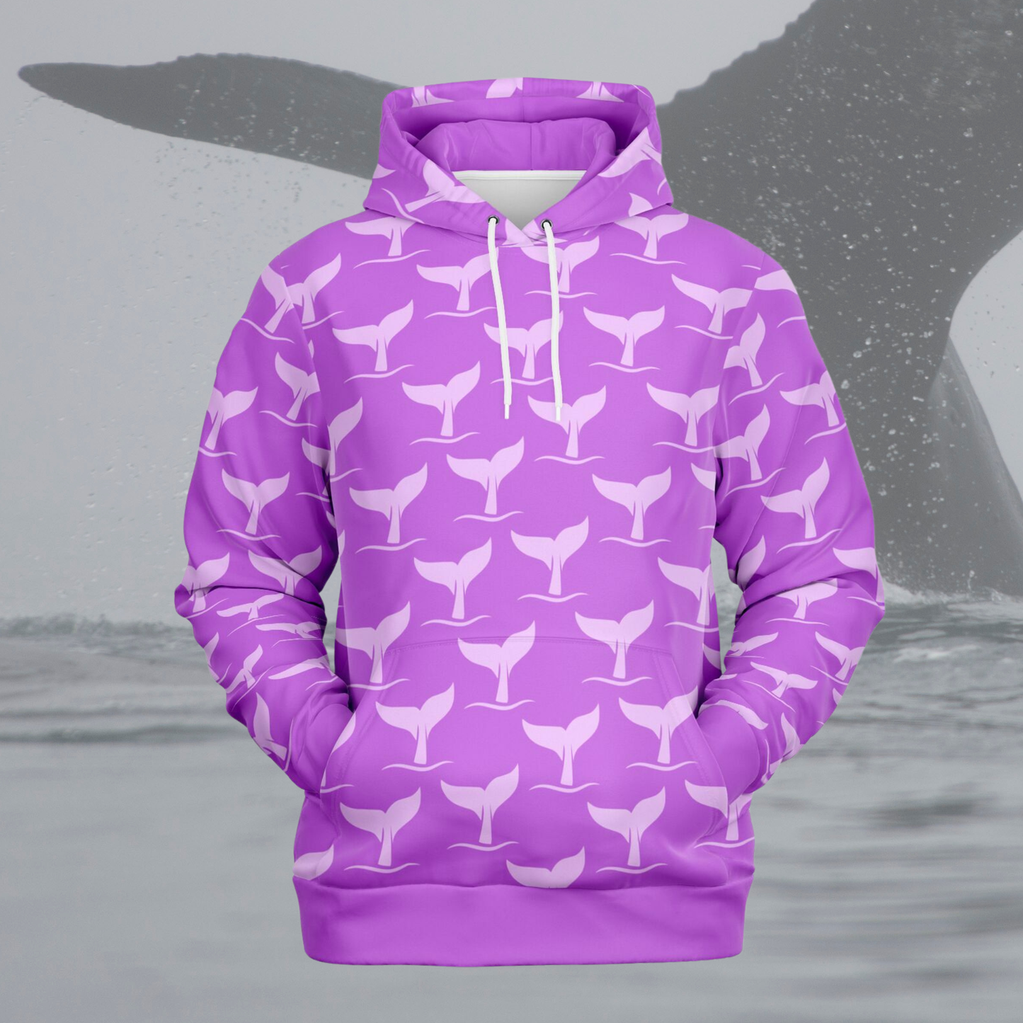 Women's Athletic Purple Whale Tail Wave Hoodie