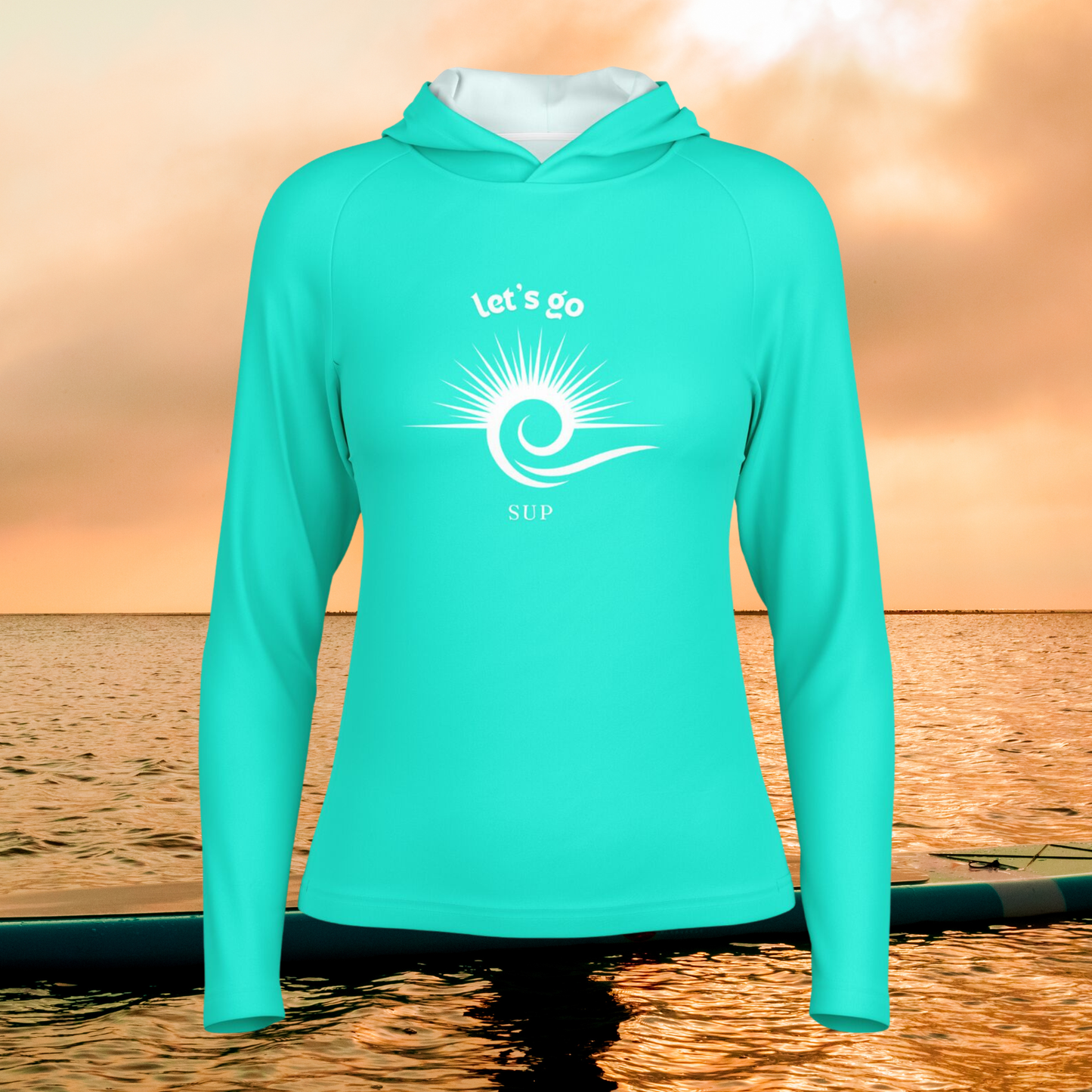 Women's Turquoise Let's Go SUP Long Sleeve Hooded Performance Shirt