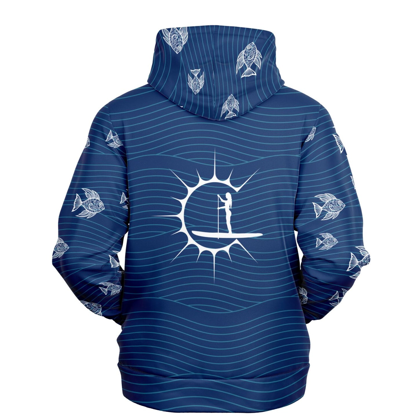 Women's Dark Blue PaddleboardingCoastal Bliss Fashion Beach Hoodie