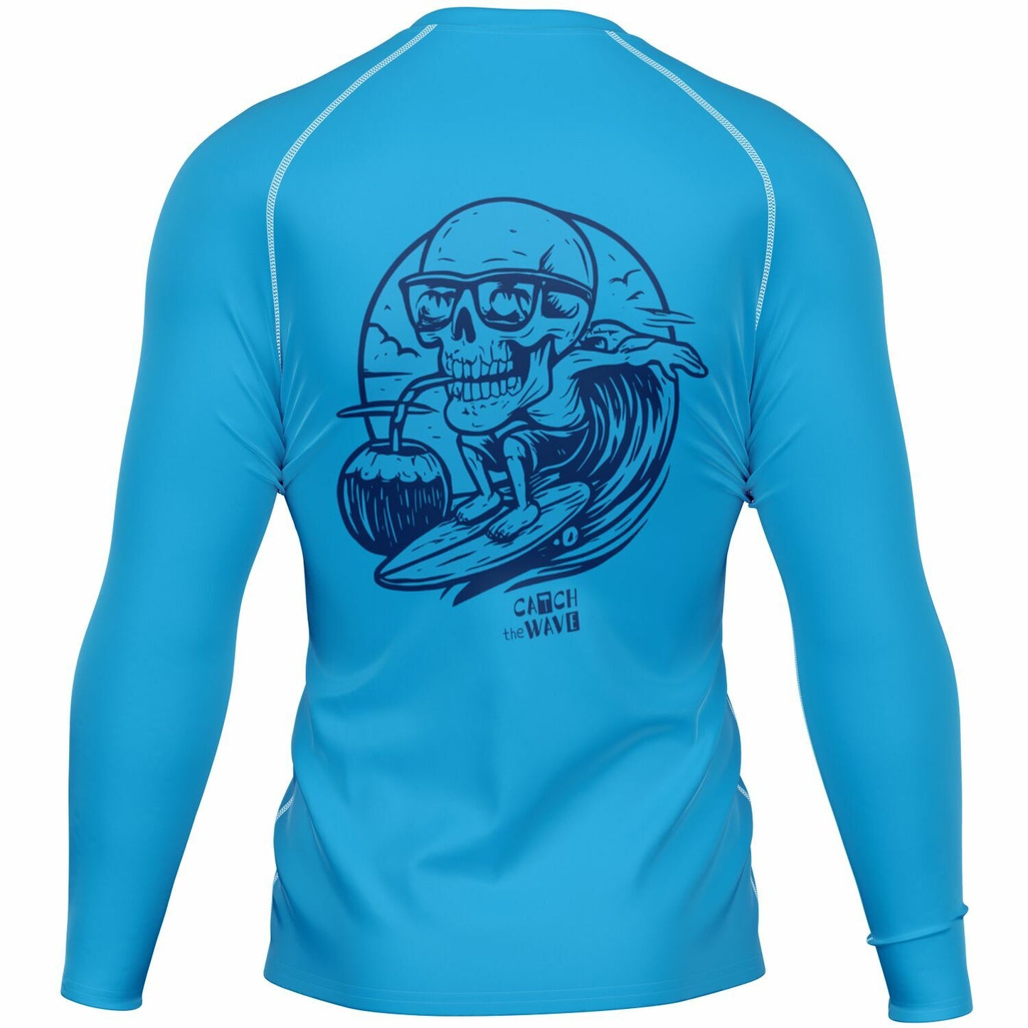 Men's Blue Surfing Skull Rashguard