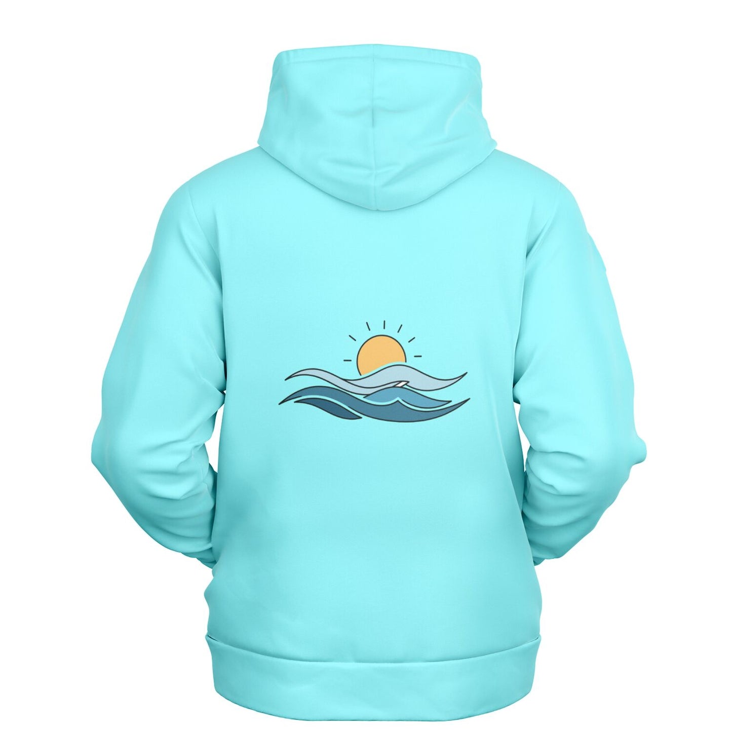 Women's Athletic Pastel Cyan Wave & Sun Hoodie