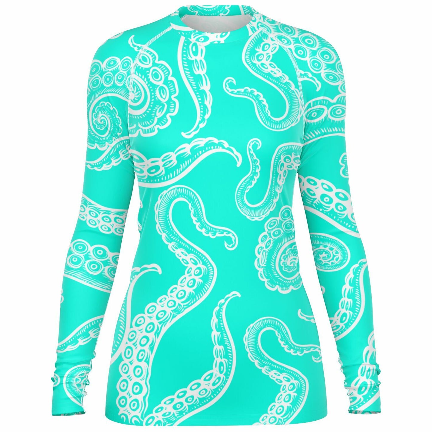 Women's Vivid Turquoise Octopus Rashguard