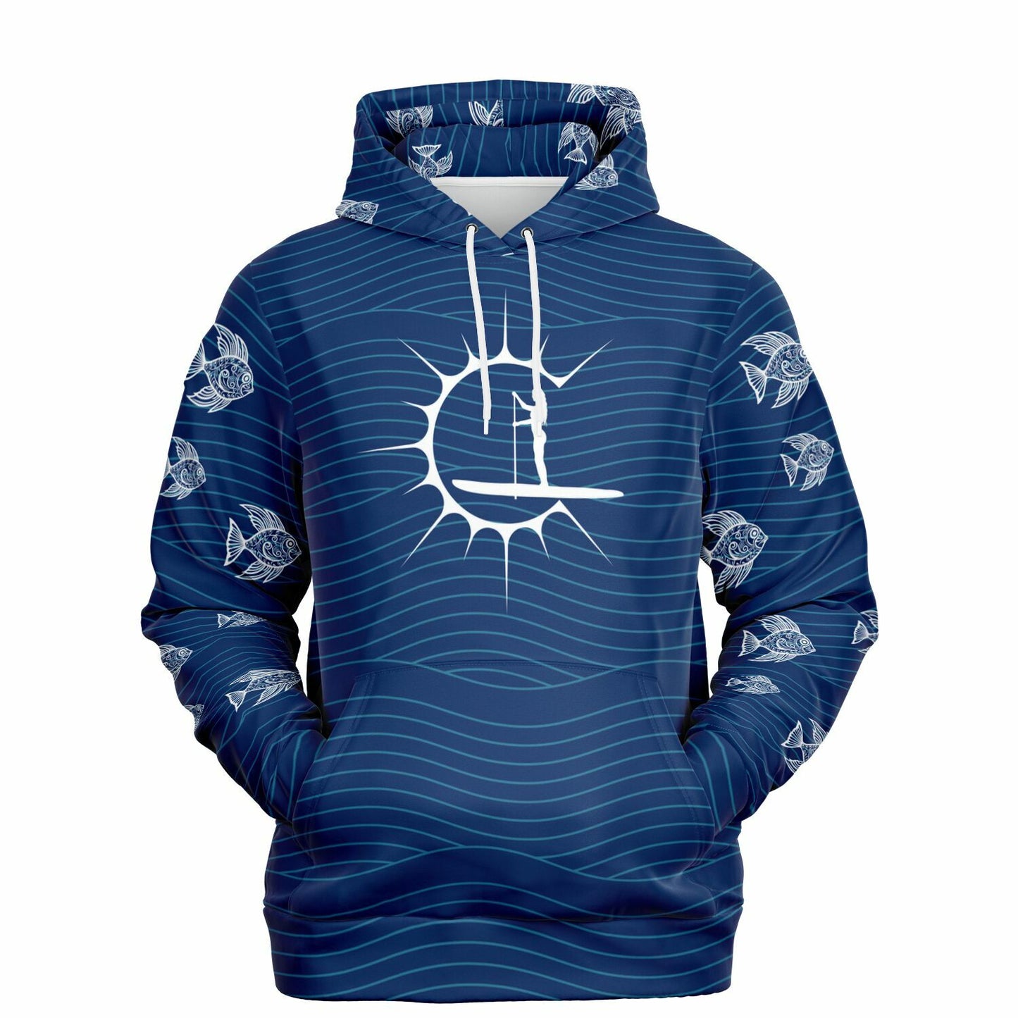 Women's Dark Blue PaddleboardingCoastal Bliss Fashion Beach Hoodie