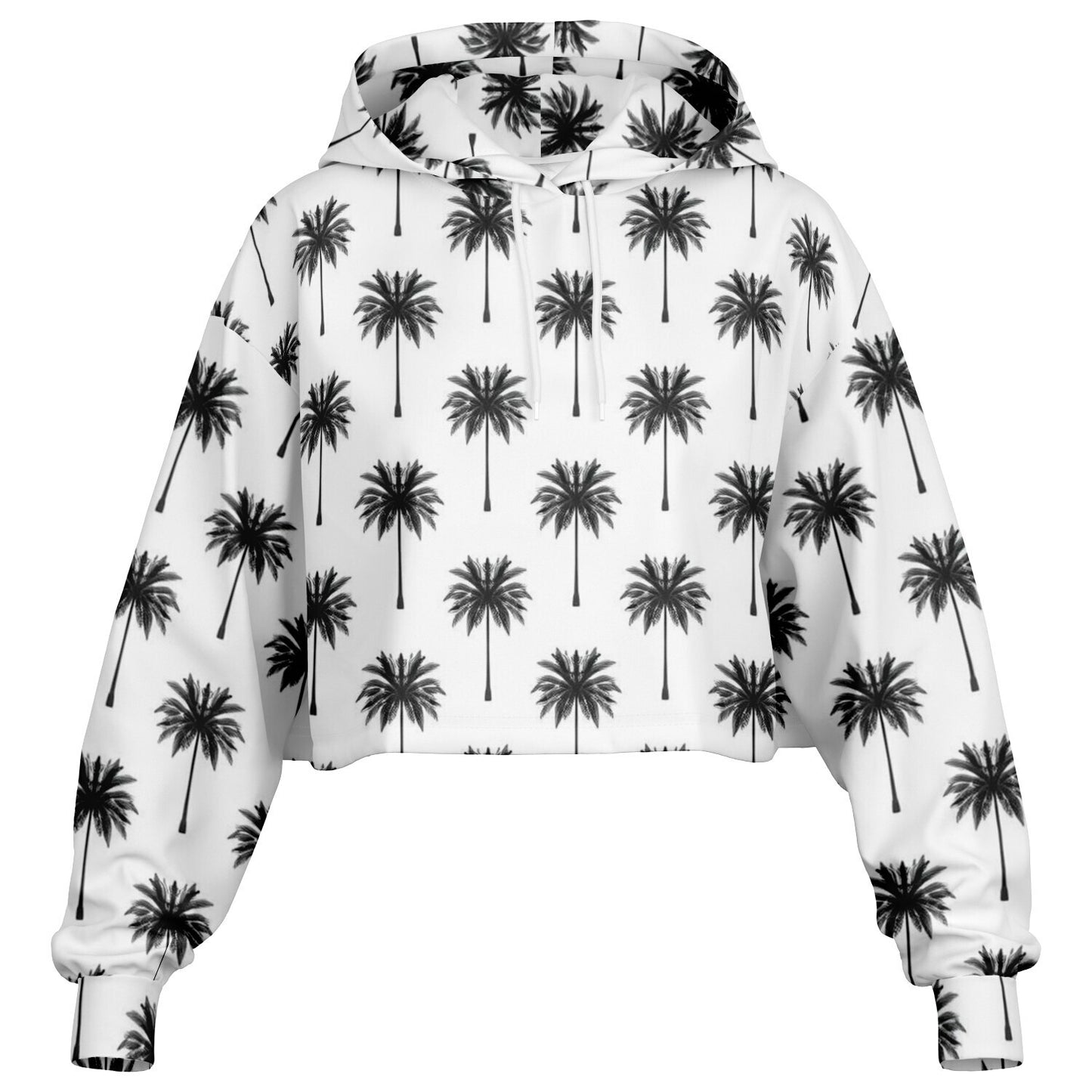 Women’s Palm Print Hoodie – Modern Black & White Coastal Style