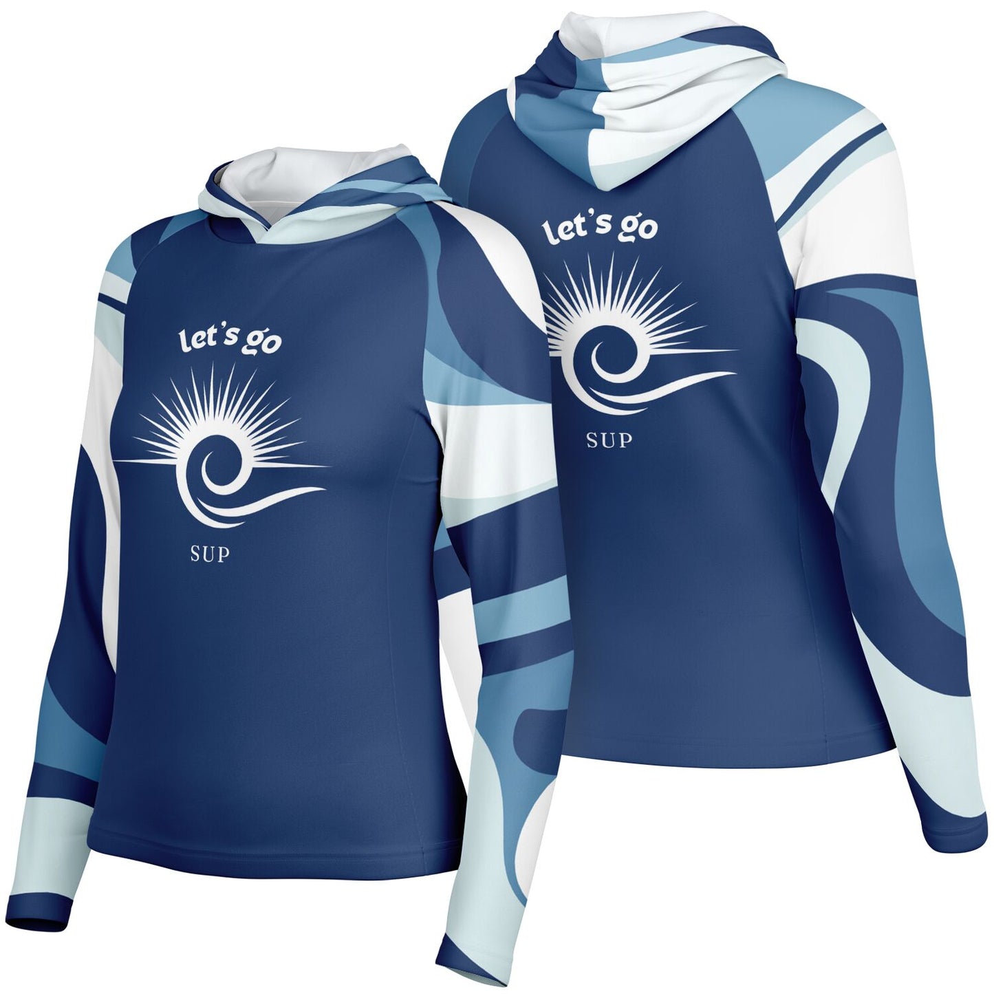 Women's Blue Let's Go SUP Long Sleeve Hooded Performance Shirt