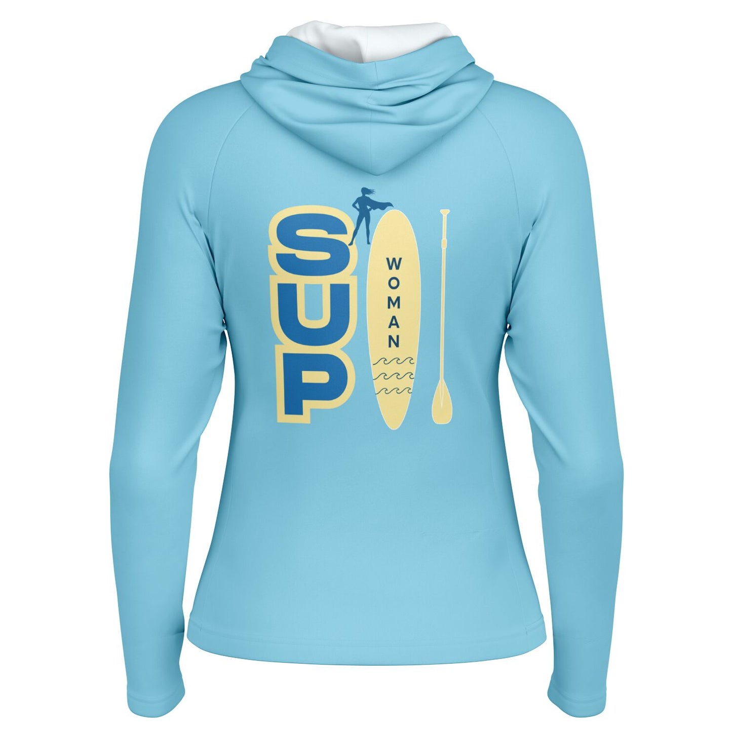 Women’s SUP Pastel Azure Hooded Performance Shirt – Long Sleeve Lightweight Top