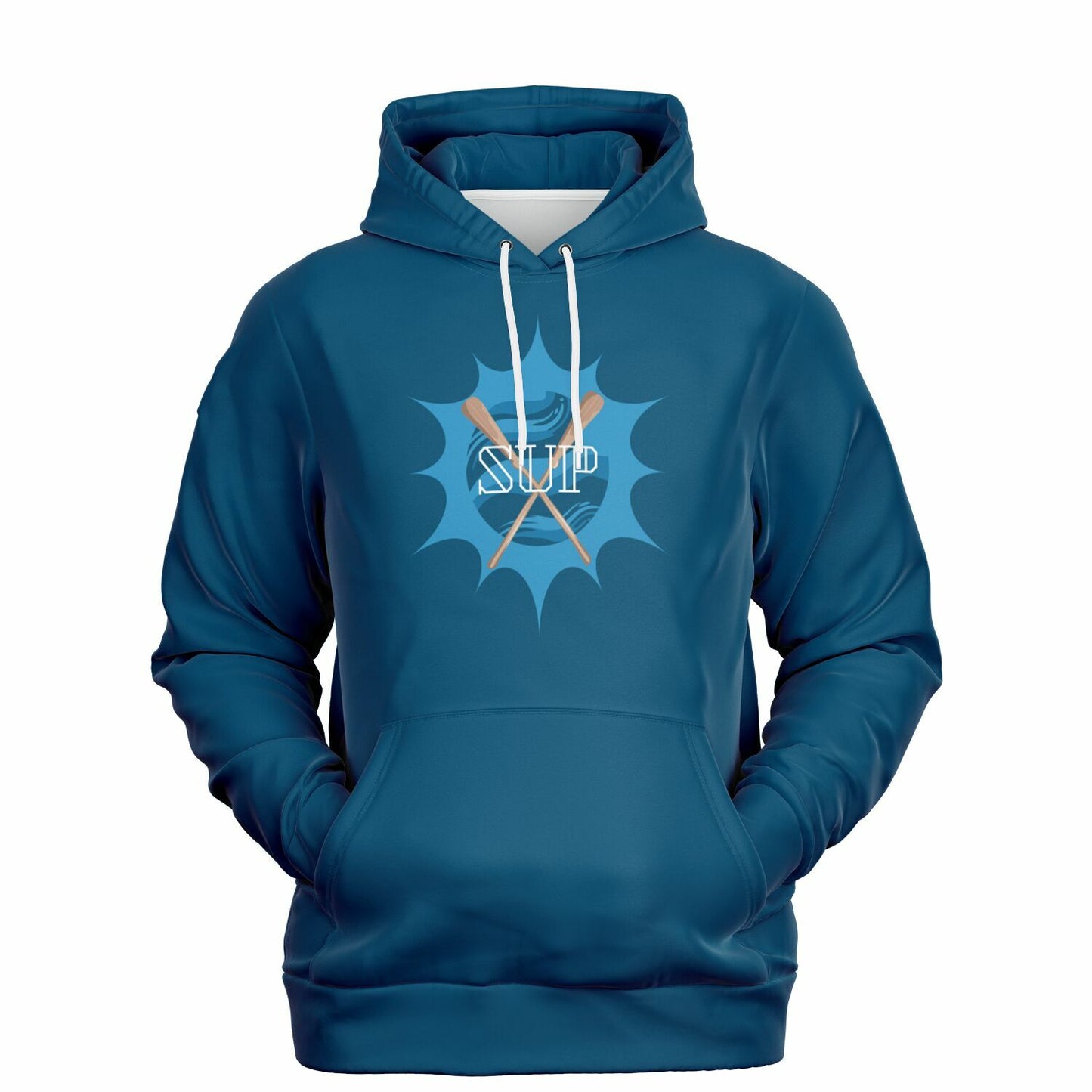 Men's And Women's Blue Fashion Hoodie with Sun & Paddles SUP Design