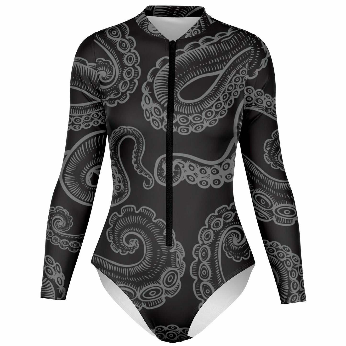Women's Black Octopus Print Bodysuit