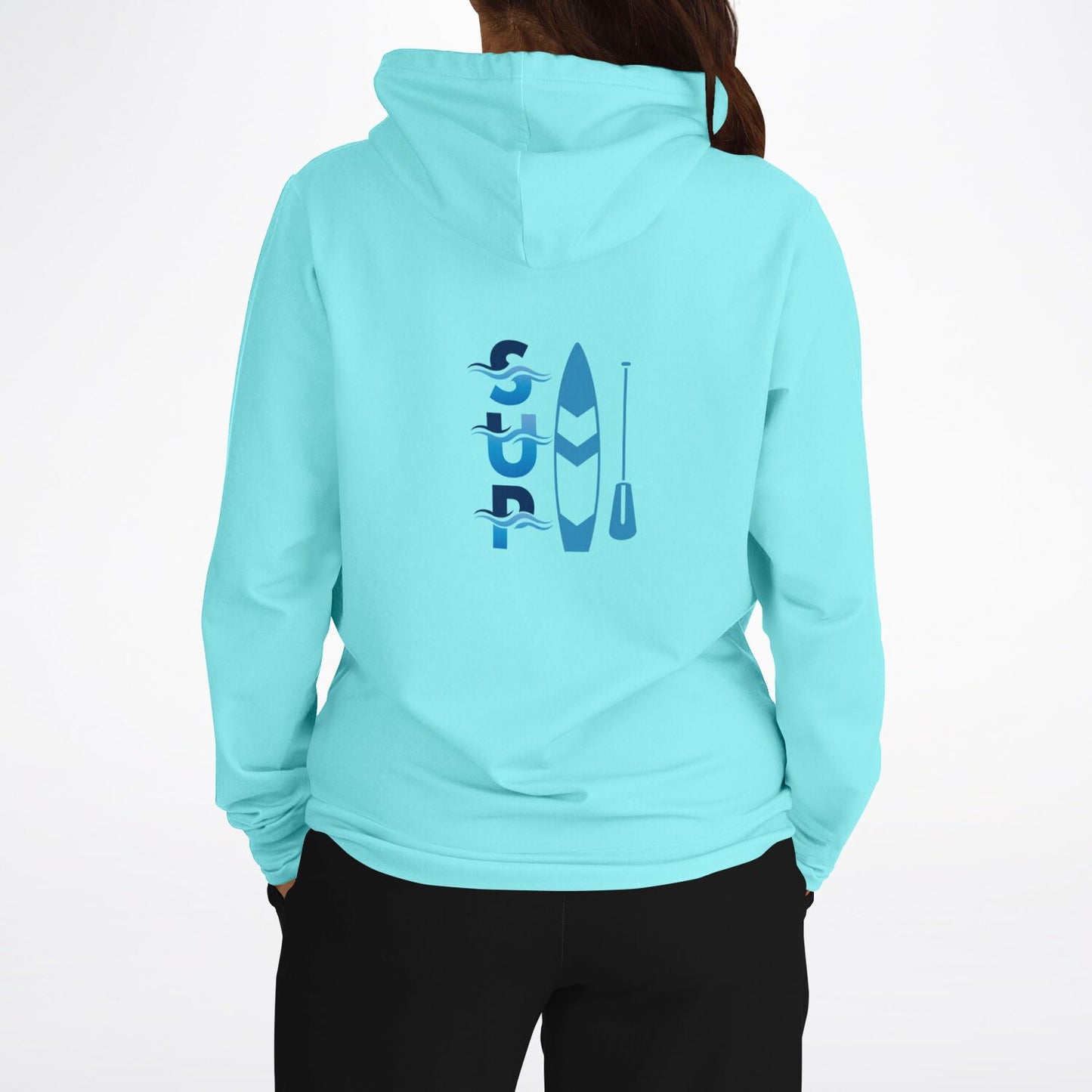 Women's Pale Cyan SUP Athletic Hoodie – Paddleboard Design