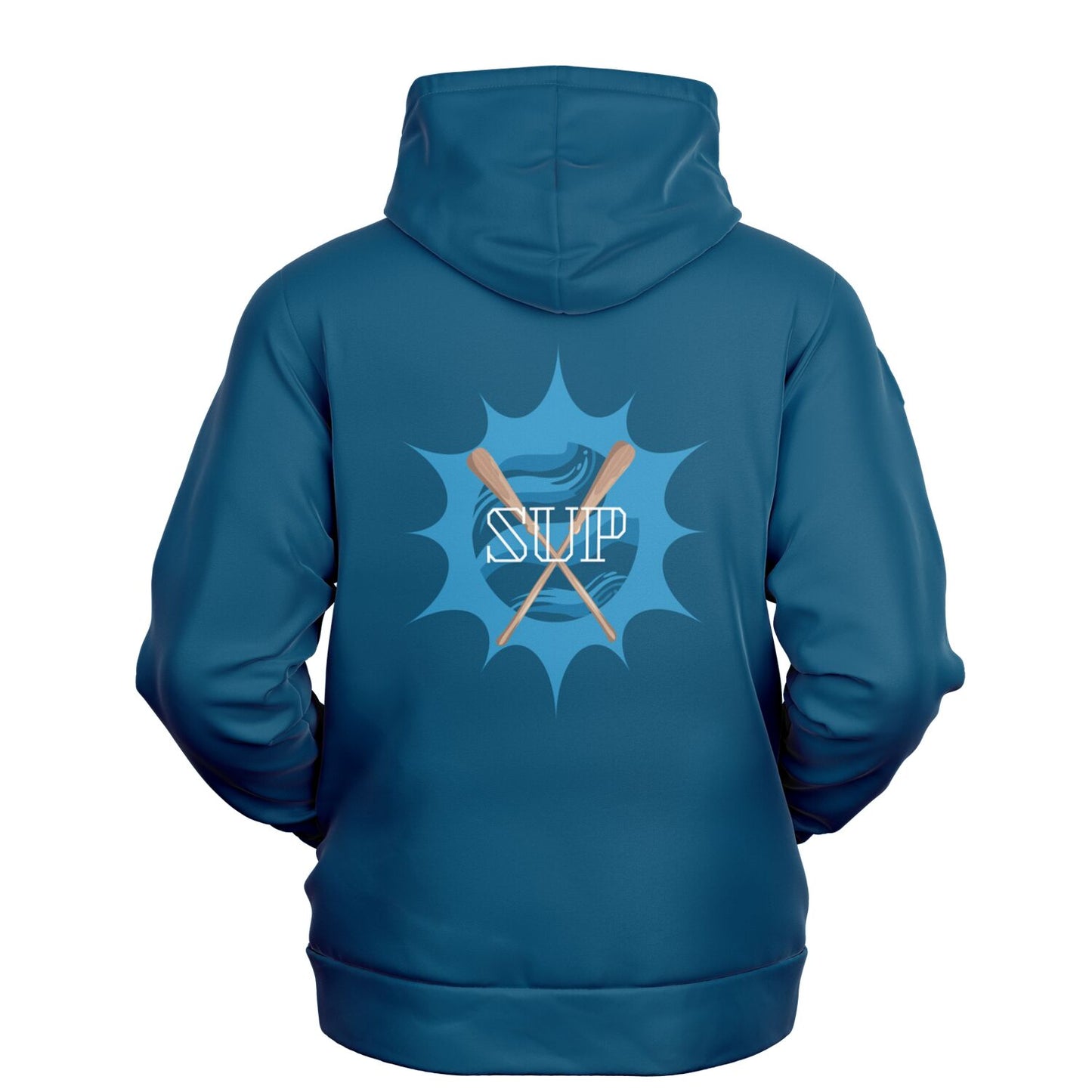 Men's And Women's Blue Fashion Hoodie with Sun & Paddles SUP Design