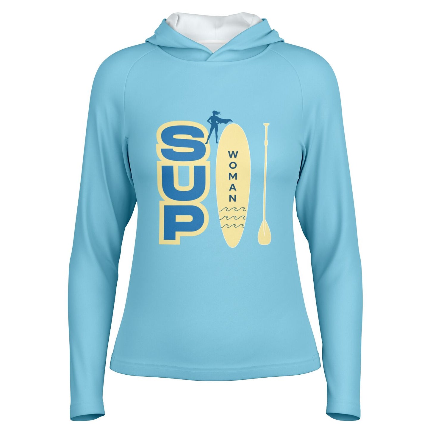 Women’s SUP Pastel Azure Hooded Performance Shirt – Long Sleeve Lightweight Top
