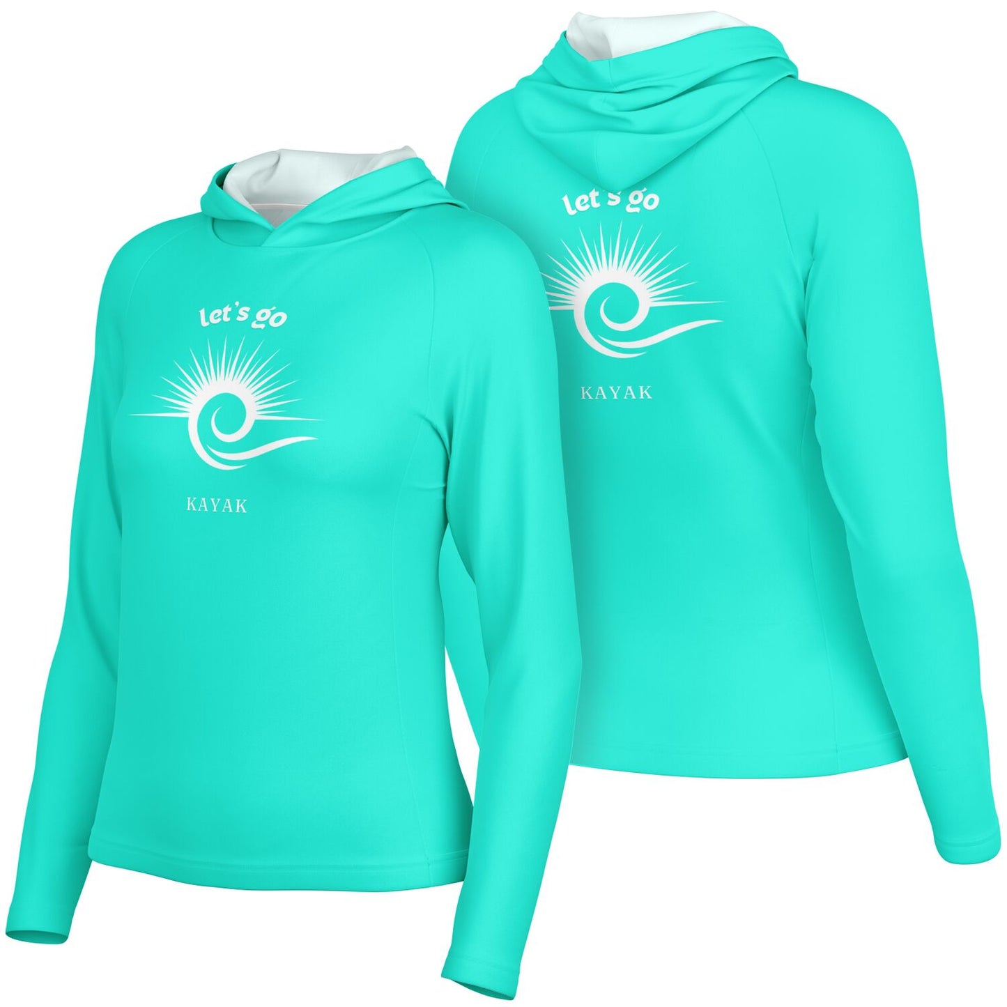 Women's Turquoise Let's Go Kayak Long Sleeve Hooded Performance Shirt