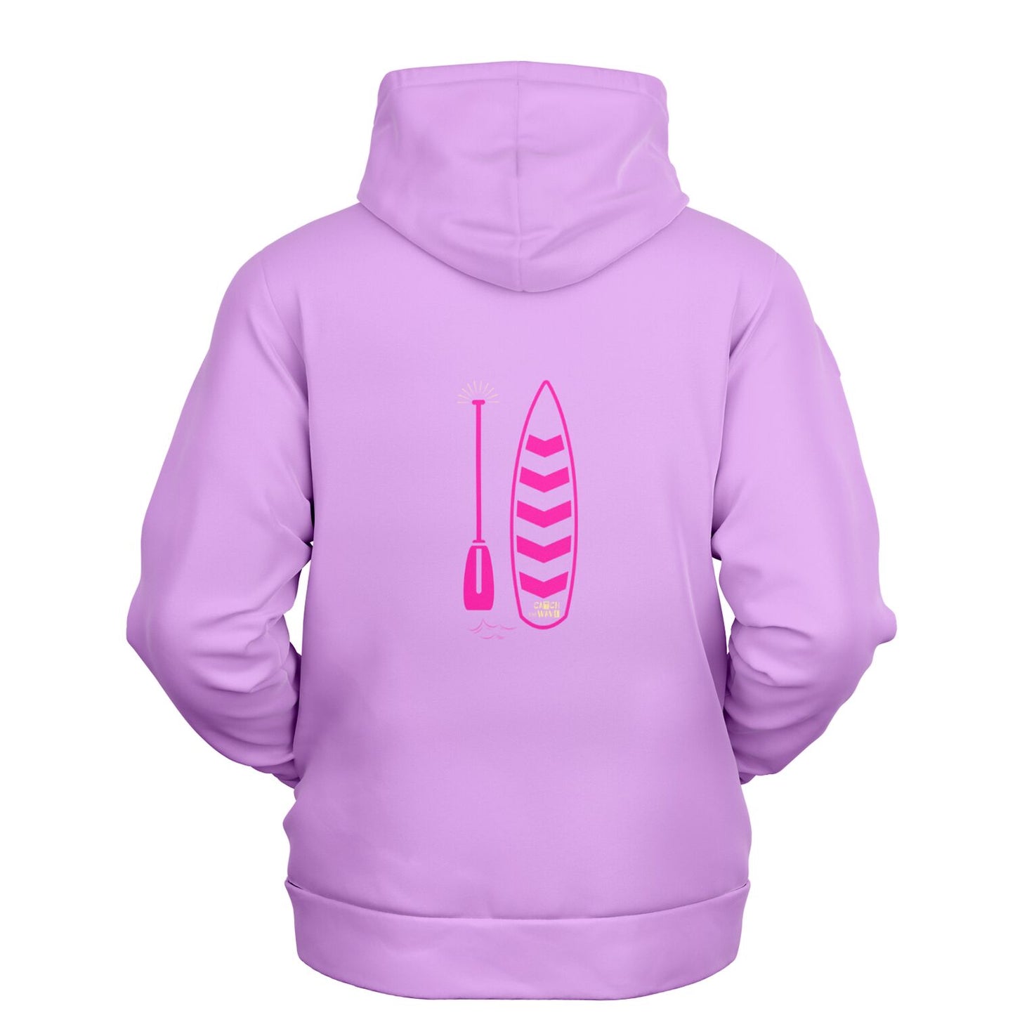 Women’s Athletic SUP Hoodie – Purple with Pink Paddleboard Back Design