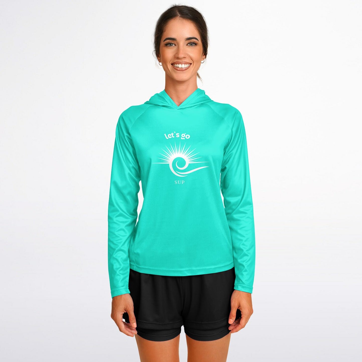 Women's Turquoise SUP Long Sleeve Hooded Performance Shirt