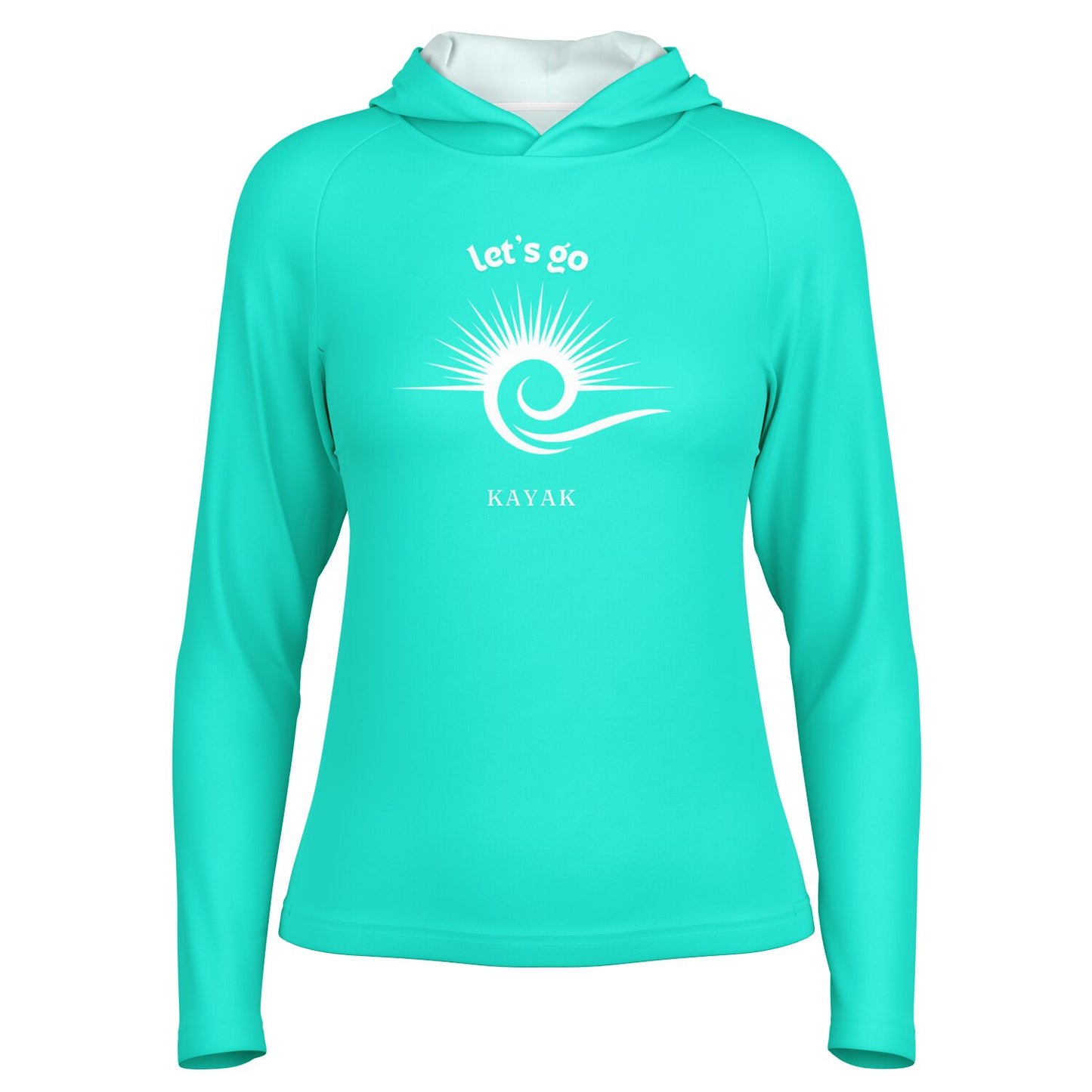 Women's Turquoise Let's Go Kayak Long Sleeve Hooded Performance Shirt