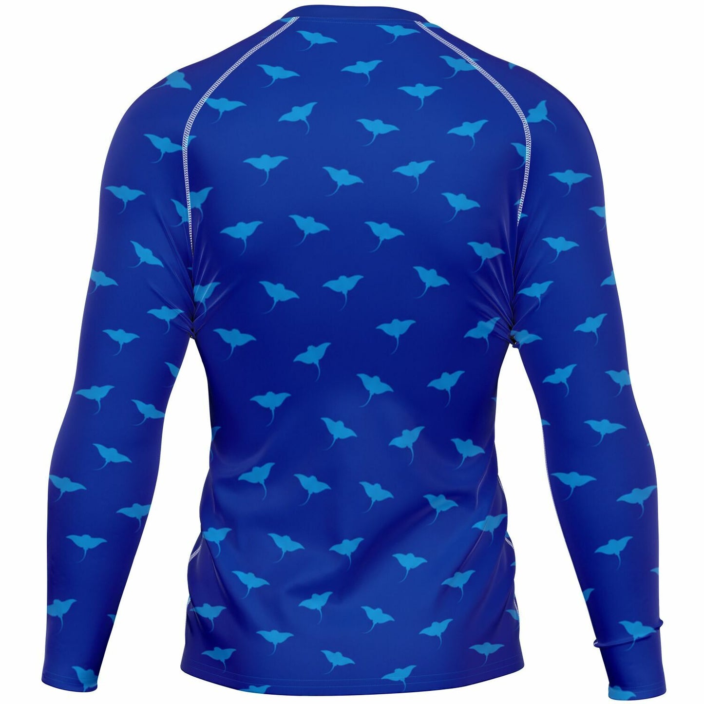 Men's Ocean Blue Stingray Pattern Long Sleeve Rashguard