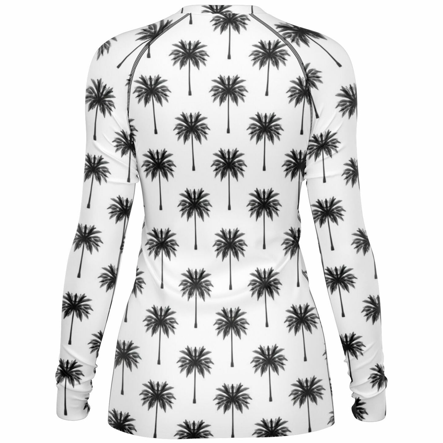 Women's Black & White Palm Print Long Sleeve Rashguard