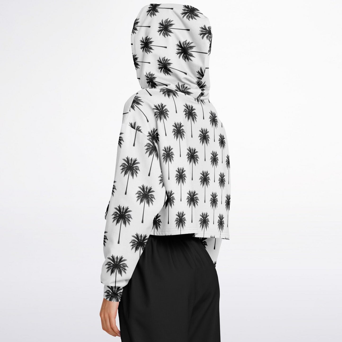 Women’s Palm Print Hoodie – Modern Black & White Coastal Style