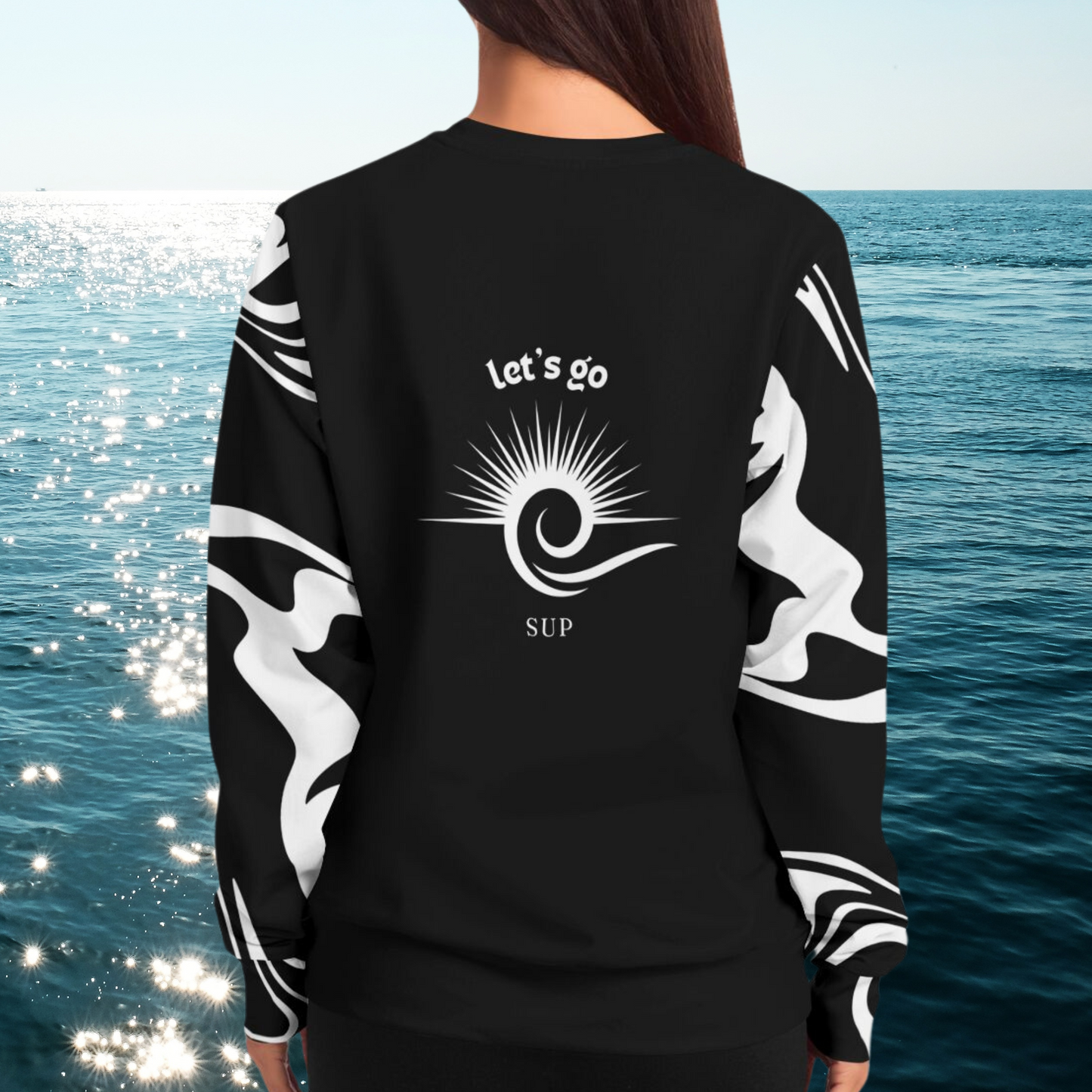 Black and White Let's Go SUP Athletic Sweatshirt