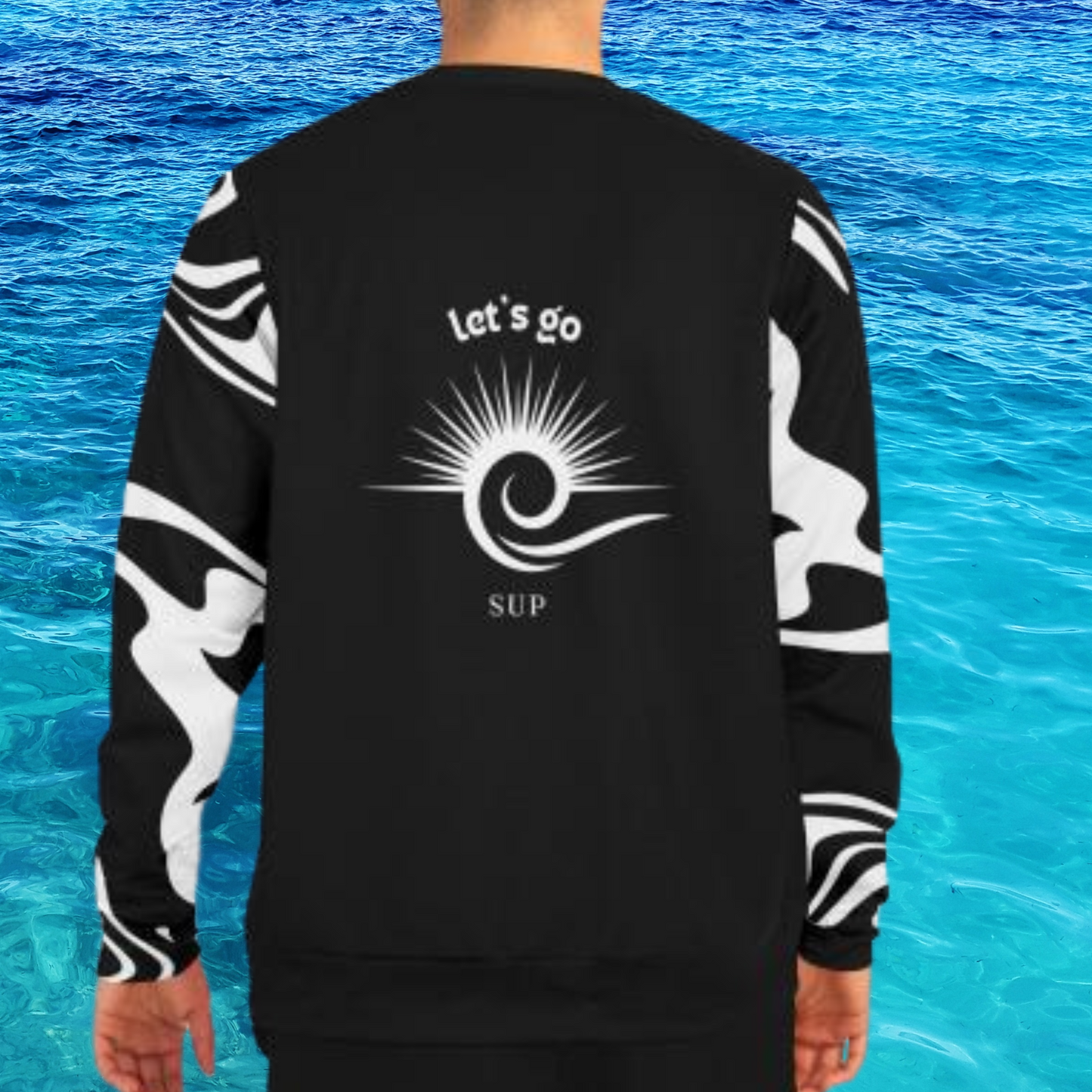 Black and White Let's Go SUP Athletic Sweatshirt