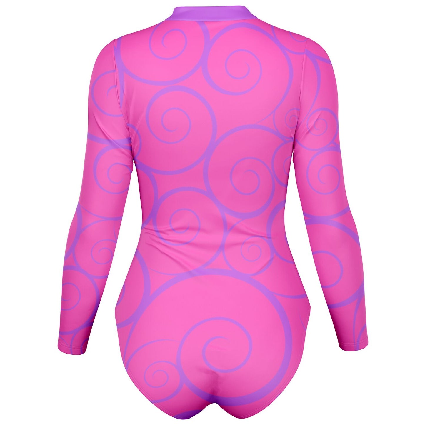 Women's Pink and Purple Bodysuit Long Sleeve One Piece Swimwear