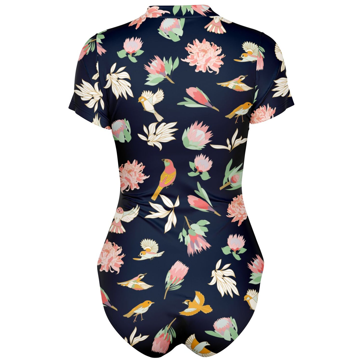 Women's Tropical Bodysuit Short Sleeve One Piece Swimwear