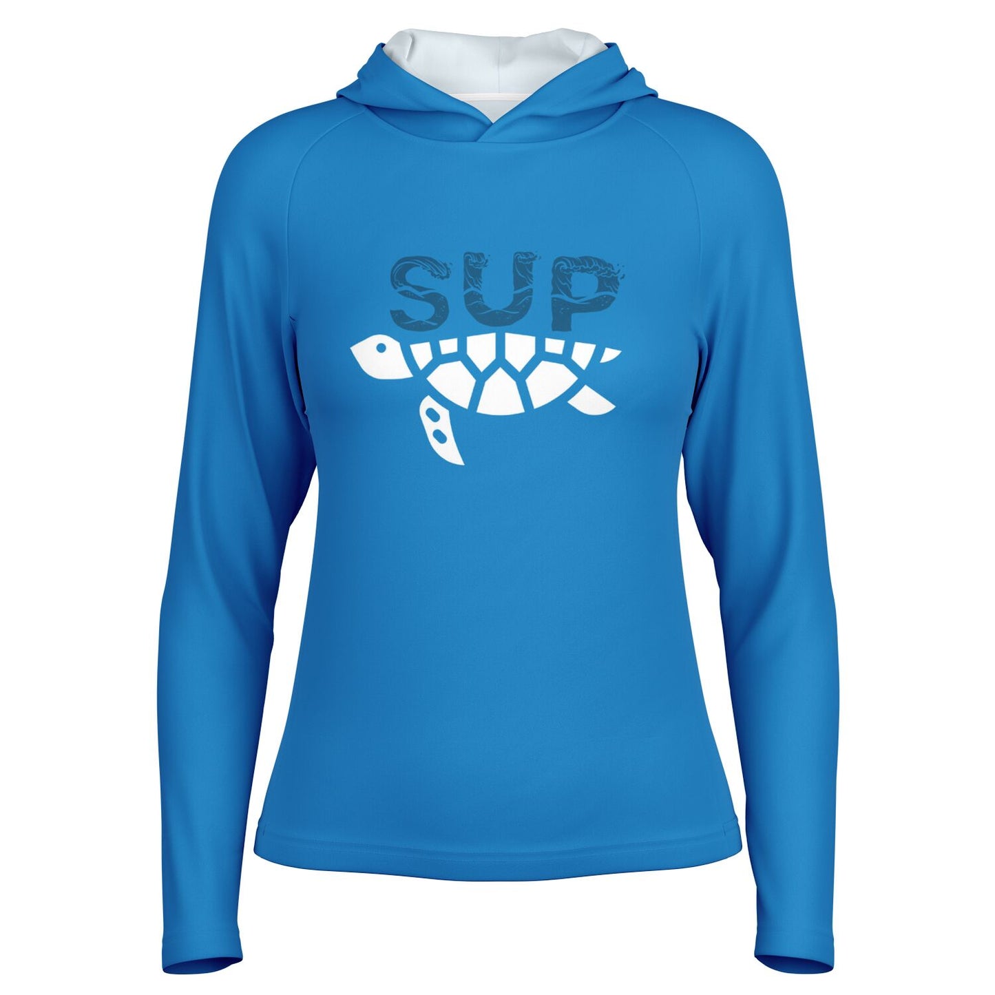 Women's Hooded SUP Performance Shirt-Long Sleeve Bright Blue Top