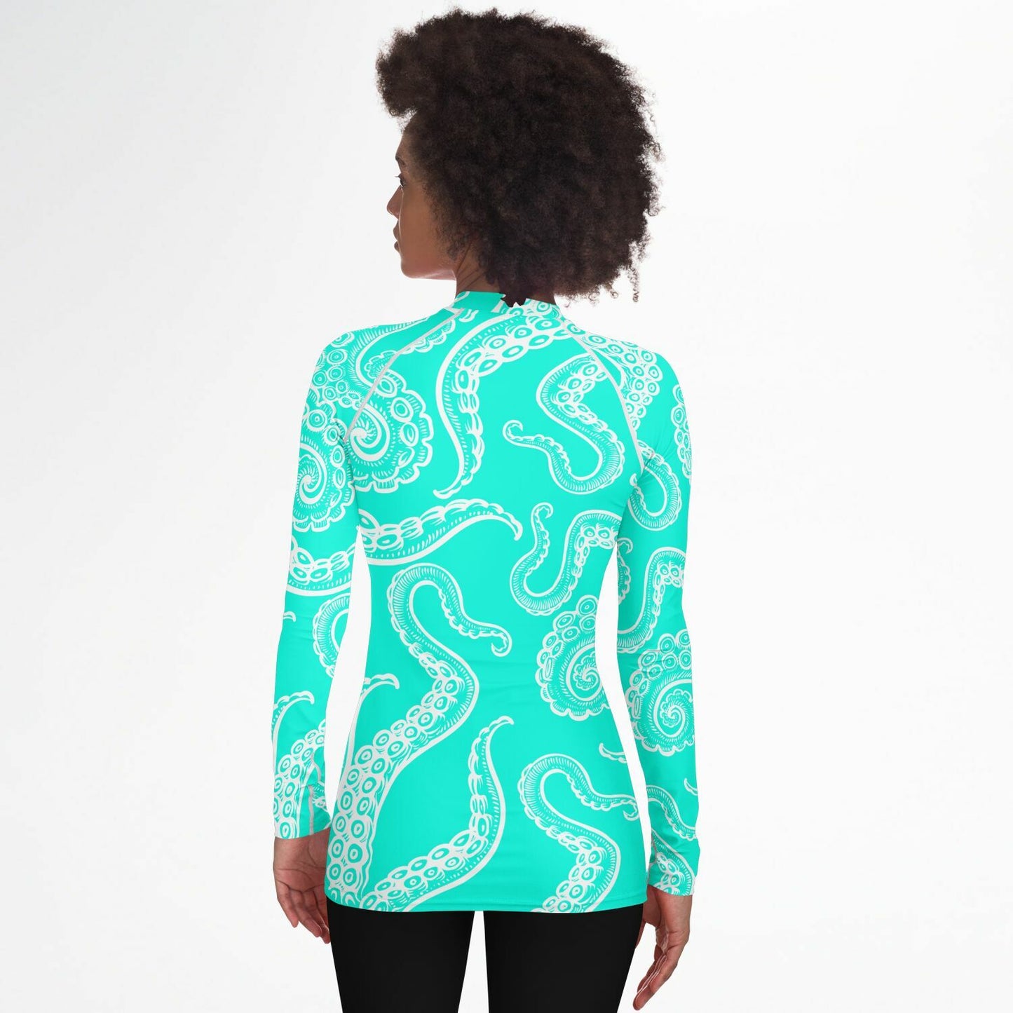 Women's Vivid Turquoise Octopus Rashguard