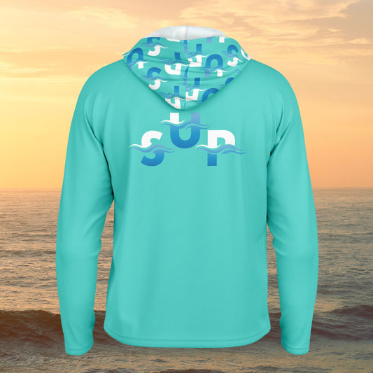 Men's Aqua SUP Long Sleeve Hooded Performance Shirt