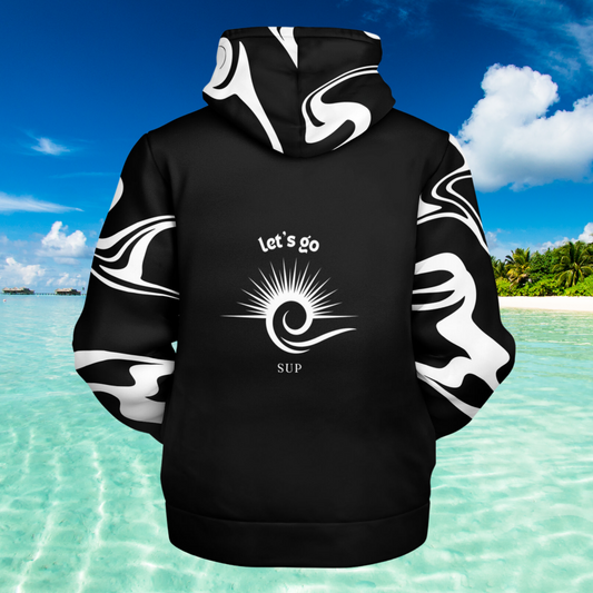 Men's Black and White Let's Go SUP Adventure Paddle Microfleece Ziphoodie