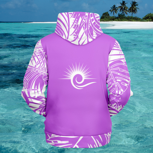 Women's Purple Island Vibes Palm Leaf Athletic Hoodie
