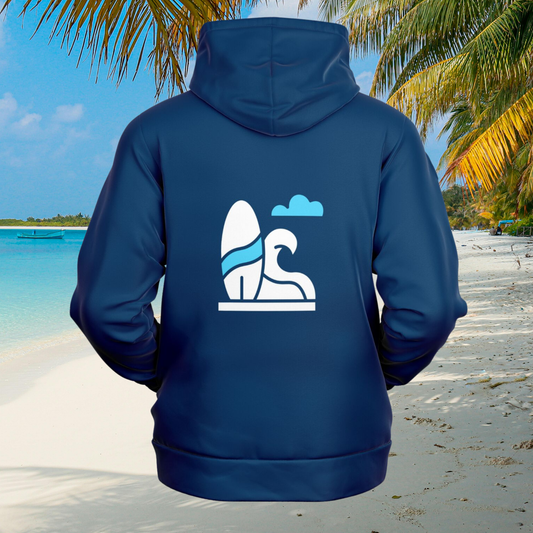 Men's Athletic Navy Blue Surf Wave Hoodie